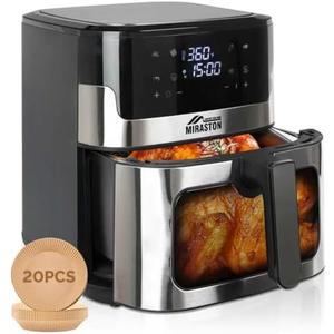 Amazon.com: MIRASTON 8.5Qt Air Fryer, upgraded large capacity suitable for 5-6 people, Smart touch screen for easy operation with 8 preset functions, non-stick coating for easy cleaning, 304 Stainless Steel : Home & Kitchen