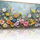 imjiayu Floral Wall Art, Large Framed Wall Art, Flower Pictures Wall Decor, Colorful Textured Wildflowers Art Prints, Nature Landscape Paintings for Living Room Bedroom Kitchen Farmhouse 20"x40"