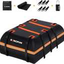 Kingfun Car Rooftop Cargo Carrier Bag - Waterproof 20 Cubic Feet Car Roof Luggage Carrier for All Vehicles with/Without Racks, Includes Anti-Slip Mat, 8 Reinforced Straps, 6 Door Hooks, Luggage Lock