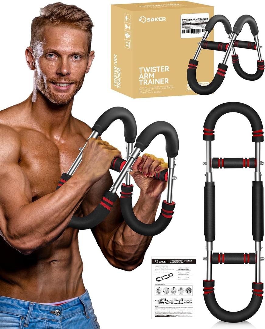 Saker Twister Arm Trainer, PowerTwist Arm Trainer, Adjustable Forearm Strengthener, Arm Exercise Equipment, Chest Workout Equipment, Portable Spring Resistance for Home Workout Equipment