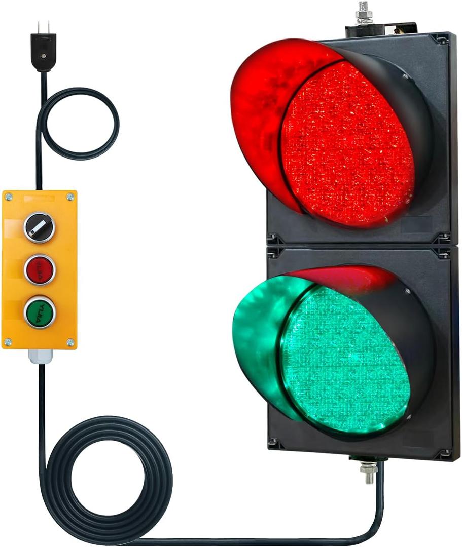 200mm(8inch) LED Traffic Light, Button Control Red Green Stop Go Light