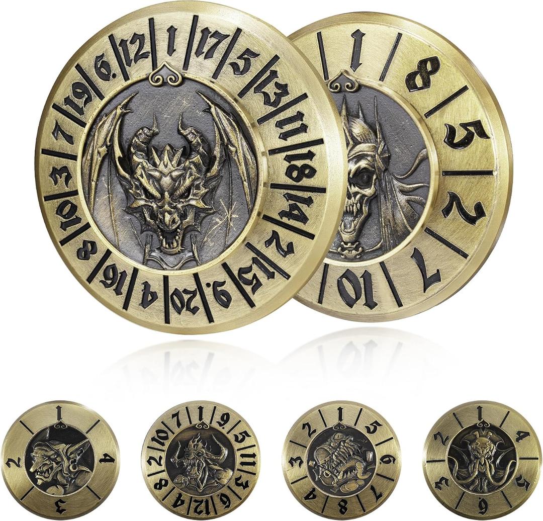 Marsguard DND Spinner Dice Set 6 Pcs, Metal Role Playing Fidget Spinner for Tabletop Games for TTRPG Dungeons and Dragons with Collectible Tin (Bronze)