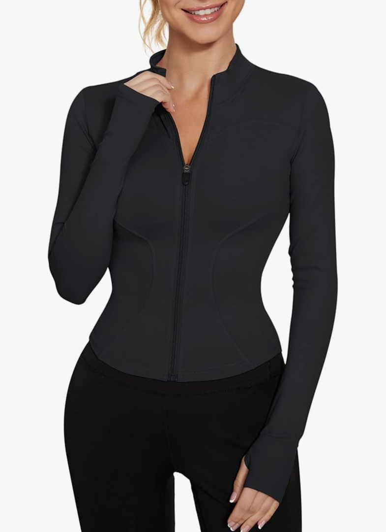 LUYAA Women's Workout Jacket Lightweight Zip Up Yoga Jacket Cropped Athletic Slim Fit Tops s