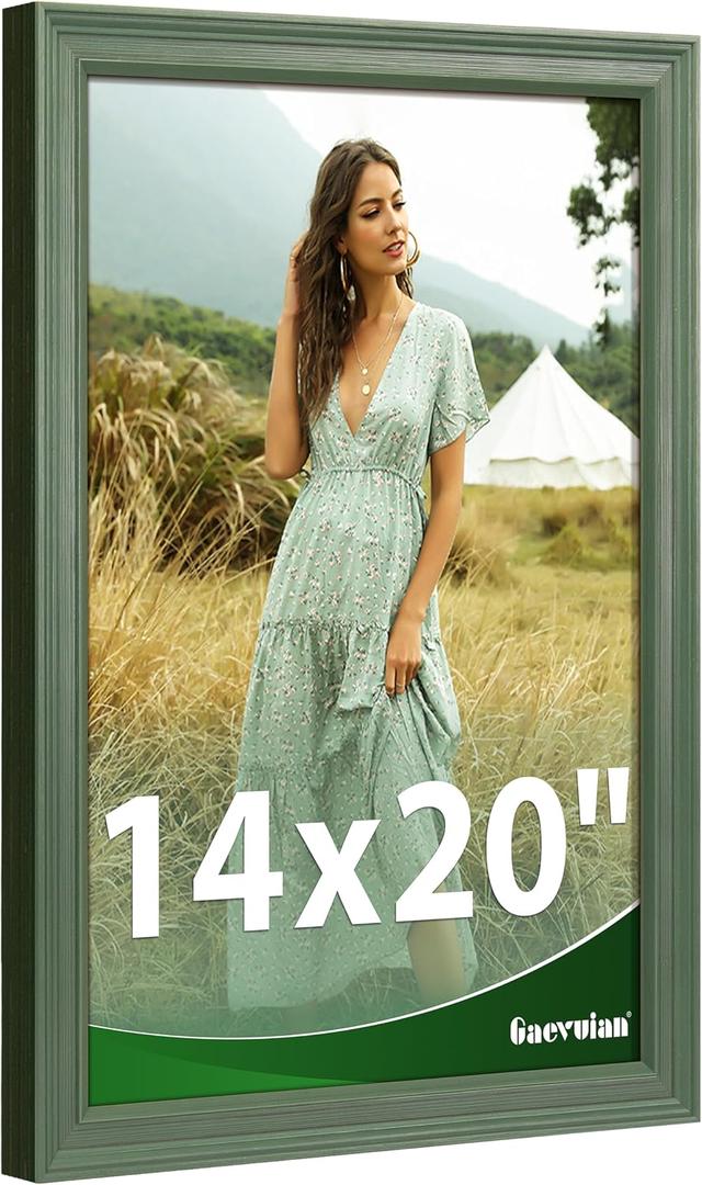 14x20 Frame, Vintage Classic Style Picture Frame | High Definition Plexiglass, Horizontal/Vertical Wall Hanging, Teal Green, 1Pack