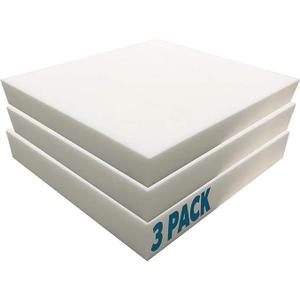 Upholstery Foam, 6" x 24" x 24" 3-Pack - Couch Cushion Foam Replacement Pad, High Density Pad for Seats, Pillows, Chairs, and Craft Projects with Covers