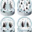 60 Pcs Blue Christmas Paper Plates 9 Inch Xmas Buffalo Plaid Gingham Tree Snowflake Disposable Plates Merry Christmas Tree Themed Tableware for Holiday Xmas Winter Party Decorations Supplies