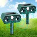 Cat Repellent Outdoor, Deer Squirrel Repeller Devices, Solar Ultrasonic Coyote Deterrent with Motion Sensor to Scare Dog Raccoon Rabbit Out of Garden, Skunk Repellent for Yard (2)