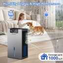 KeepGlad Dehumidifier, 98OZ Dehumidifiers for Home(1000sq.ft), Humidity Display Dehumidifier for Basement Bathroom Bedroom, Auto Shut Off, Washable Filter, Drain Hose, Timer, 7 Ambient Lights, Gray