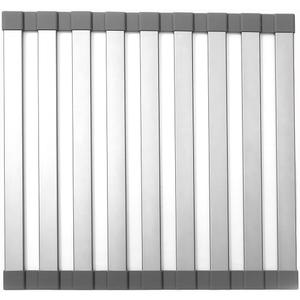 Mistifi Large Rollable Dish Drying Rack, Over The Sink Drying Rack Sink Cover Kitchen Sink Accessories Kitchen Rolling up alluminum Drainer, Foldable, Rollable (Black 17.9''）