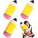 Whaline 3 Pcs Pencil Plush Pillow 20 Inch Large Yellow Pencil Stuffed Throw Cushion Cute Classroom Decoration for Back to School Decor Teacher Student Gift Reading Corner Accessories