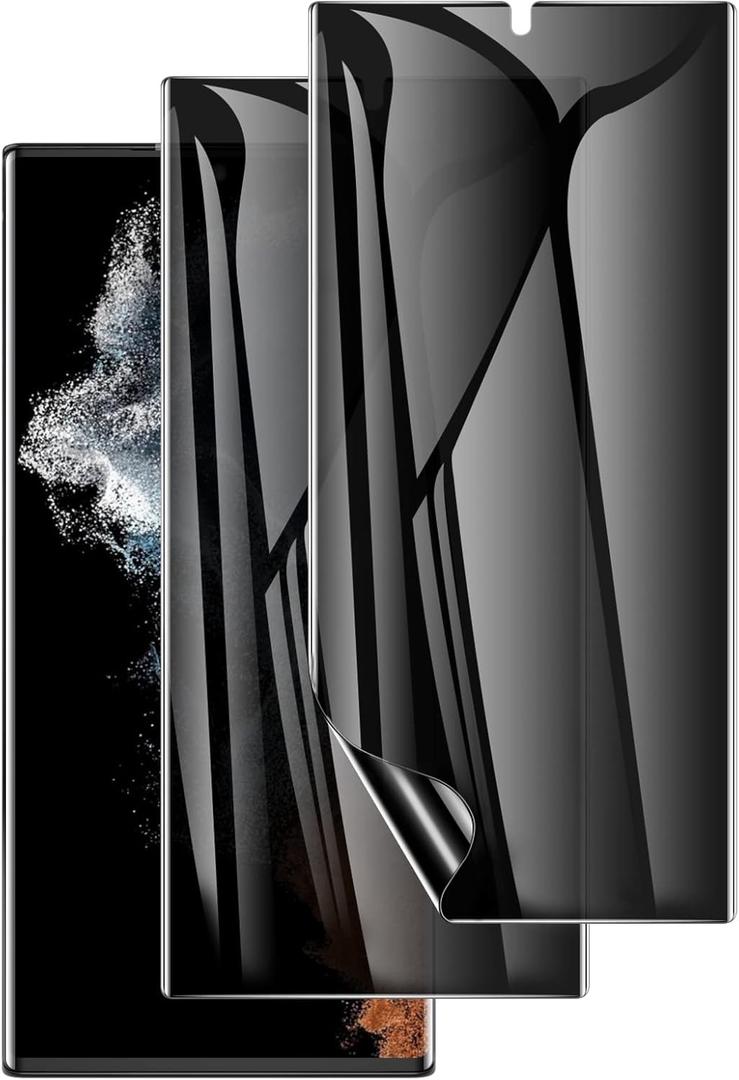 LYWHL 2 Pack for Samsung Galaxy S22 Ultra Privacy Screen Protector, Anti-Spy Full Adhesive Flexible Film for Galaxy S22 Ultra 5G 6.8, [Support Fingerprint Reader] Easy Installation Frame - Black