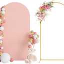 Wokceer 6.6 FT Wedding Arch Stand and Arch Cover, Metal Arch Stand with Arch Stand Cover for Birthday Party Wedding Ceremony Bridal Baby Shower Event Decor, Pale Pink, DoorCover 1.0M-Pale Pink-K