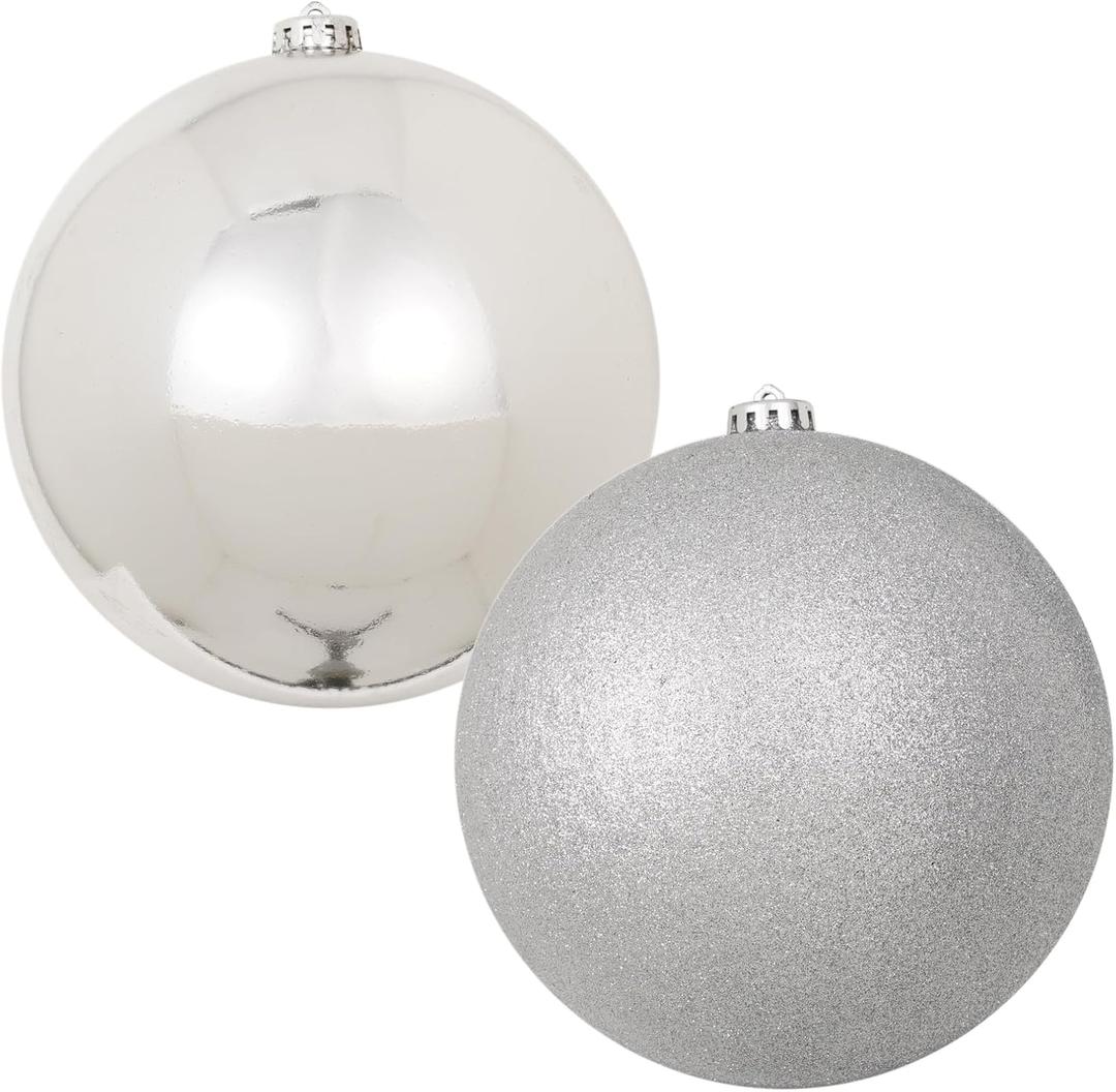 8in Large Christmas Ornaments Shatterproof Christmas Ball Ornaments Giant Xmas Tree Decoration Decorative Hanging Mercury Balls for Party,Home,Holiday(Silver,2pc)