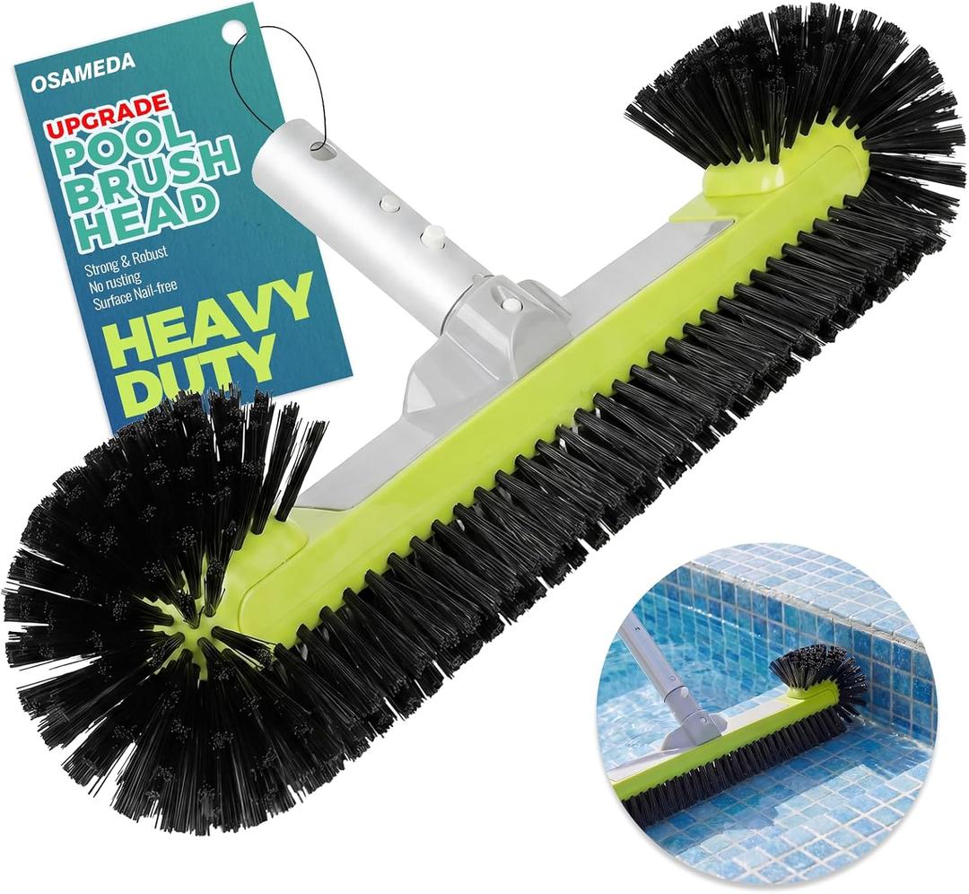 Pool Brush Head for Cleaning Walls with Hemispherical Bristles, Heavy Duty Inground/Above Ground Swimming Pool, Scrub Brush for Tile Flooring Vinyl Pools Fiberglass Fits 1.25 Poles (Charcoal)