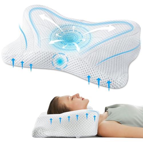 OLIXIS Cervical Neck Pillow for Pain Relief, Ergonomic Memory Foam Pillows for Sleeping, Cooling Side Sleeper Pillow for Neck Support, Contour Pillow Orthopedic Bed Pillow for Back Stomach Sleepers