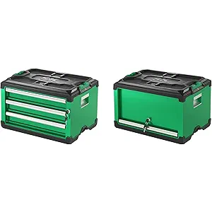 SK Modular Stackable Storage Tool Box, 20.5 Inch, 4-Drawer Steel Box & 1-Door Steel Box, Patent Auto-Lock Mechanism, Holds up to 60 Lbs