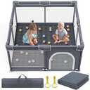 Jixrolyn Baby Playpen with Mat, Kids Play Yard with Playmat, Toddler Playpen with Bag, Indoor & Outdoor Activity Center 50"x50"