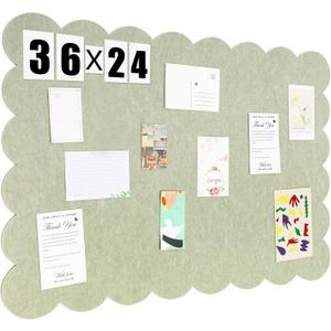 Mooliwe Scalloped Felt Bulletin Cork Board Foldable Beige 36 * 24 Inch