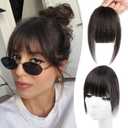 Boymia Clip on Bangs for Women Hair Clip in Bangs 100% Real Human Hair Extensions Wispy Fake Bangs #1B Natural Black Fringe with Temples for Daily Wear Hairpieces