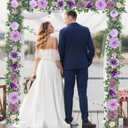 Waipfaru 8.85Ft Flower Garland, Eucalyptus Greenery Garland with Flowers, Rose Floral Vines for Wedding Table Runner Spring Summer Backdrop Decor (Purple)