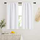 RYB HOME Short Curtains 45 inch 2 Panels Set, Room Darkening Small Window Drapes Thermal Insulated Cafe Curtains for Kitchen Dorm Transit Van, W 29 x L 45 inch, Pure White