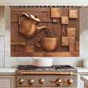 Kitchen Wallpaper and Stove Backsplash Stickers Waterproof PVC Peel and Stick Decals with Coffee Pot Cup Bean Design for Kitchen Home Decor 35 4 x 23 6 Inch