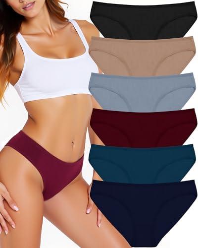 ANZERMIX Women's Breathable Cotton Bikini Panties Pack of 6 Large