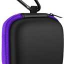 MOLOVA Square Earbud Case Portable EVA Carrying Case Storage Bag Tech Pouch Cell Phone Accessories Organizer with Carabiner for Earphone, Earbud, Earpieces, SD Memory Card, Camera Chips, Purple