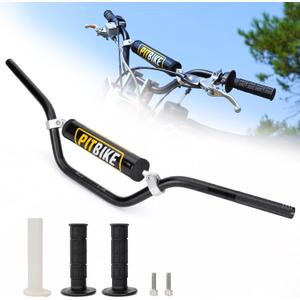 Universal 7/8 Inch 22mm Dirt Bike Handlebars, Upgraded Pit Bike Handlebar with Foam Pad and Anti-slip Handlebar Grips for Motocross CRF YZF KXF KLX RMZ DRZ Pit Dirt Bike ATV Quad - Black