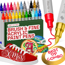 ARTISTRO 24 Acrylic Paint Markers for Rock, Fabric, Wood, Glass, Craft, Decoration  DualTip Paint Pens  Stocking Stuffers, Christmas Gift Idea for Teens, Grandkids, Kids  Art Supplies