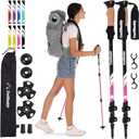 TrailBuddy Trekking Poles - Lightweight, Collapsible Hiking Poles for Snowshoe & Backpacking Gear - Pair of 2 Walking Sticks for Hiking, 7075 Aluminum with Cork Grip (Berry Pink)