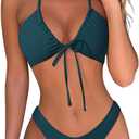 OMKAGI Women Sexy Thong Bikini Swimsuit Set Push Up String Brazilian Bathing Suits (Medium, Peacock Blue)