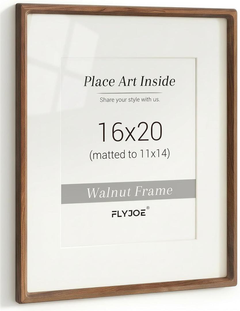 Picture Frame, USA-Sourced Hardwood Photo Frame, Walnut, 16 x 20