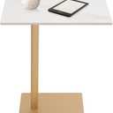 End Table Modern Metal C-Shaped Side Table with Marble Top Sofa Coffee Tray Desk for Bedroom Livingroom Gold, 18.7 inches x 12.8 inches x 21.9 inches