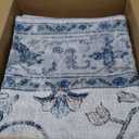 Area Rugs 8'x10' Washable Non-Slip, Floral Vintage Distress Print Pattern Medallion Carpet for Living Room Bedroom Dining Room, Light Blue Navy Beige Gray White