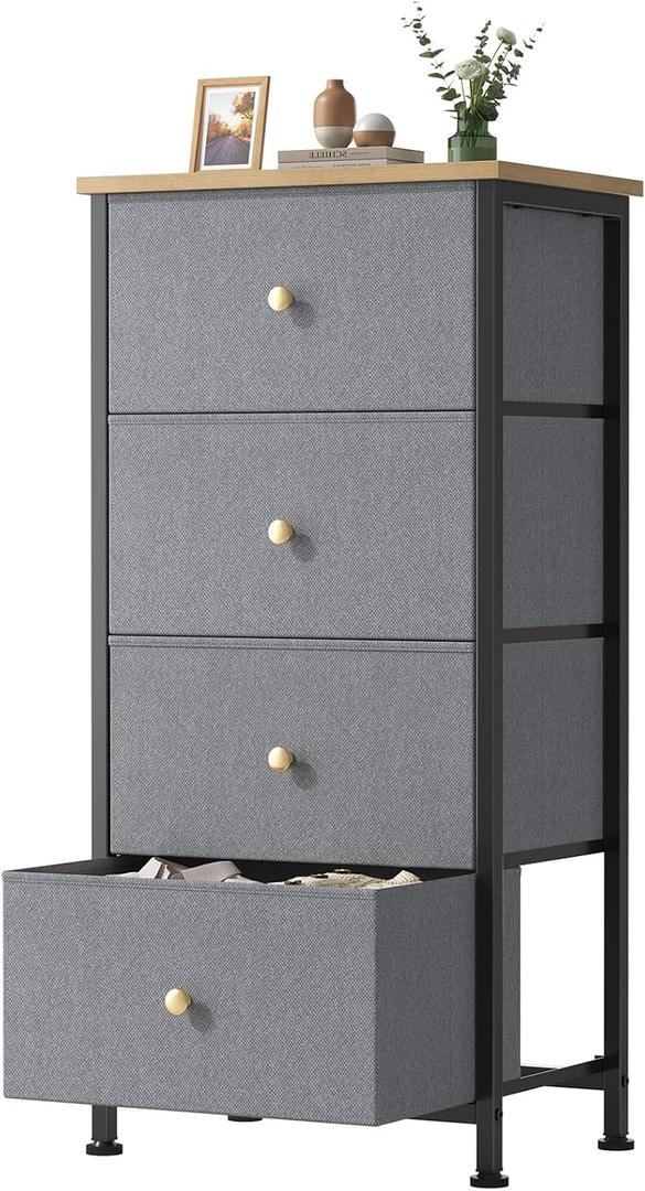 Sweetcrispy Dresser for Bedroom, 4 Drawer Storage Cabinet, Tall Nightstand, 17.7"D x 11.8"W x 37"H