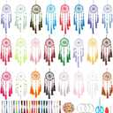 INFUNLY 24PCS DIY Small Dream Catcher Kits for Beginners Colorful Handmade Dreamcatcher Kit for Starters DIY Mini Ornament Making Kit for Bedroom Car Mirror Keychain bag Bohemian Decoration Craft Gift
