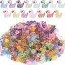 240pcs Mini Glitter Ducks - Colorful Tiny Small Little Resin Ducks for Dollhouse, Fairy Garden, Landscape, Aquarium Decorations
