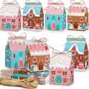 Zhanmai Christmas Treat Boxes Candy Gingerbread House Mini Christmas Party Favor Box Small Paperboard Gift Container for Xmas Holiday Party Treat Cookie Goodie Snack Gift Packaging