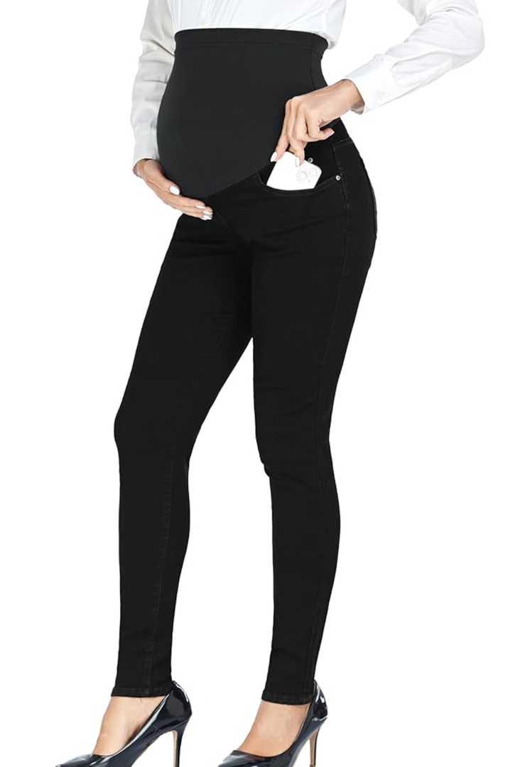 PACBREEZE Women's Maternity Jeans Over Belly Skinny Stretchy Denim Pants Comfy Slim Pregnancy Pants, M