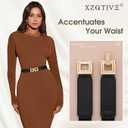 XZQTIVE Women Skinny Stretchy Cinch Belt for Dresses, Thin Elastic Belt Ladies Waist Belt with Retro Gold Buckle, 2.5*70