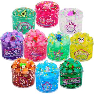 Clear Slime Kit 10 Pack Crystal Clear Slime Set Non Sticky Premade Jelly Cubes Clear Slime Pack Party Favors Stress Anxiety Relief Toy for Boys Girls Holiday Toys for Kids