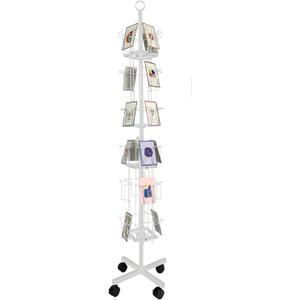 Tongmo Greeting Card Rack: Enhance Your Display with a 24-Pocket Rotating Countertop Solution for Postcards, Brochures, and Greeting Cards (White, 65H - 24 Pockets)