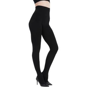oeat Women's Opaque Fleece Lined Tights - Winter Thermal Tights with Control Top (Medium, Black)