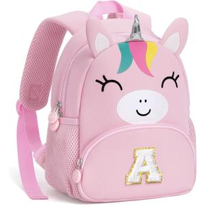 YOOLIFE Kids Toddler Birthday Gifts - Personalized Initial Pink Backpack for Toddler | 2 3 4 5 Year Old Kids Birthday Gift for Daughter Granddaughter Grandkids School Supplies Backpack Unicorn Pink A