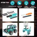 Buildable 3D Metal Engineering Kit 194-Piece STEM Set for Ages 8-16 Develops Logic Skills DIY Project Ideal Gift for Kids (Blue)