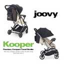 Joovy Kooper Lightweight Baby Stroller Featuring Removable, Swing-Open Tray, Big Wheels, Reclining Seat with Footrest, Extra-Large Retractable Canopy, and Compact Fold (Sand)