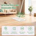 Snap Grip Mini Mop, Cloth Changing Mini Mop for Dry & Wet Disposable Pads, Lazy mopa Automatic gripping with Sweeping & Mopping, Long Handle Disposable Dust Mop for Hardwood, Tile, Small Space(White)
