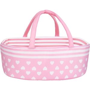 Aori Reborn Baby Dolls Bassinet Foldable Baby Doll Carrier Bed Soft Doll Carrier Doll Accessories with Handle for 17-22 inch Baby Dolls Girls (Pink)