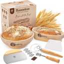Sourdough Kit with Professional Bread Making Tools - Complete Sourdough Bread Making Kit with 10" Round & 11" Oval Handcrafted Bannetons, Bread Lame, Danish Whisk, Bowl & Dough Scrapers (14-Piece Kit)